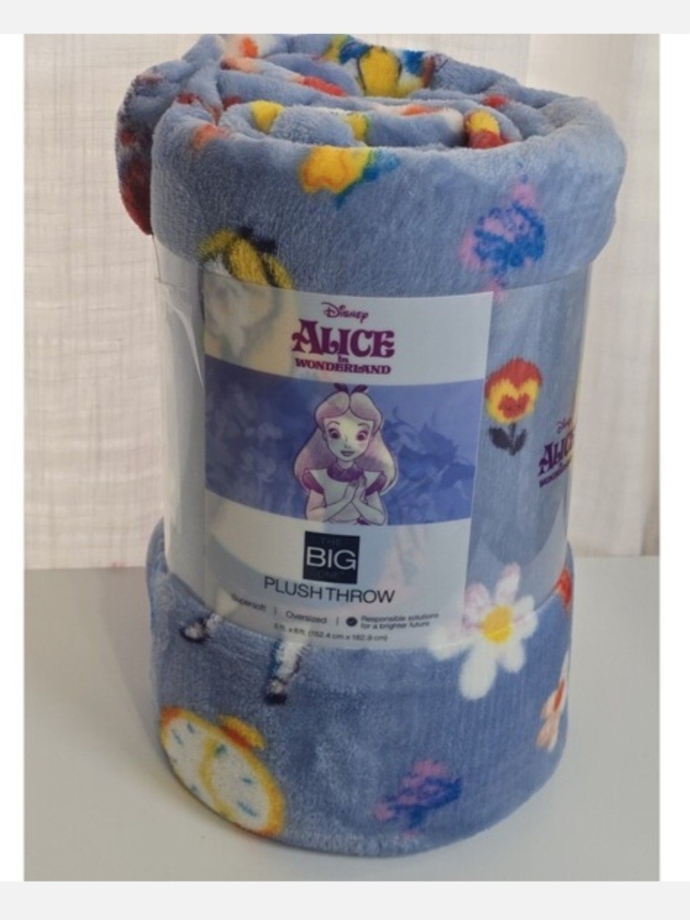 Disney Alice in Wonderland Plush Throw - Blue Floral